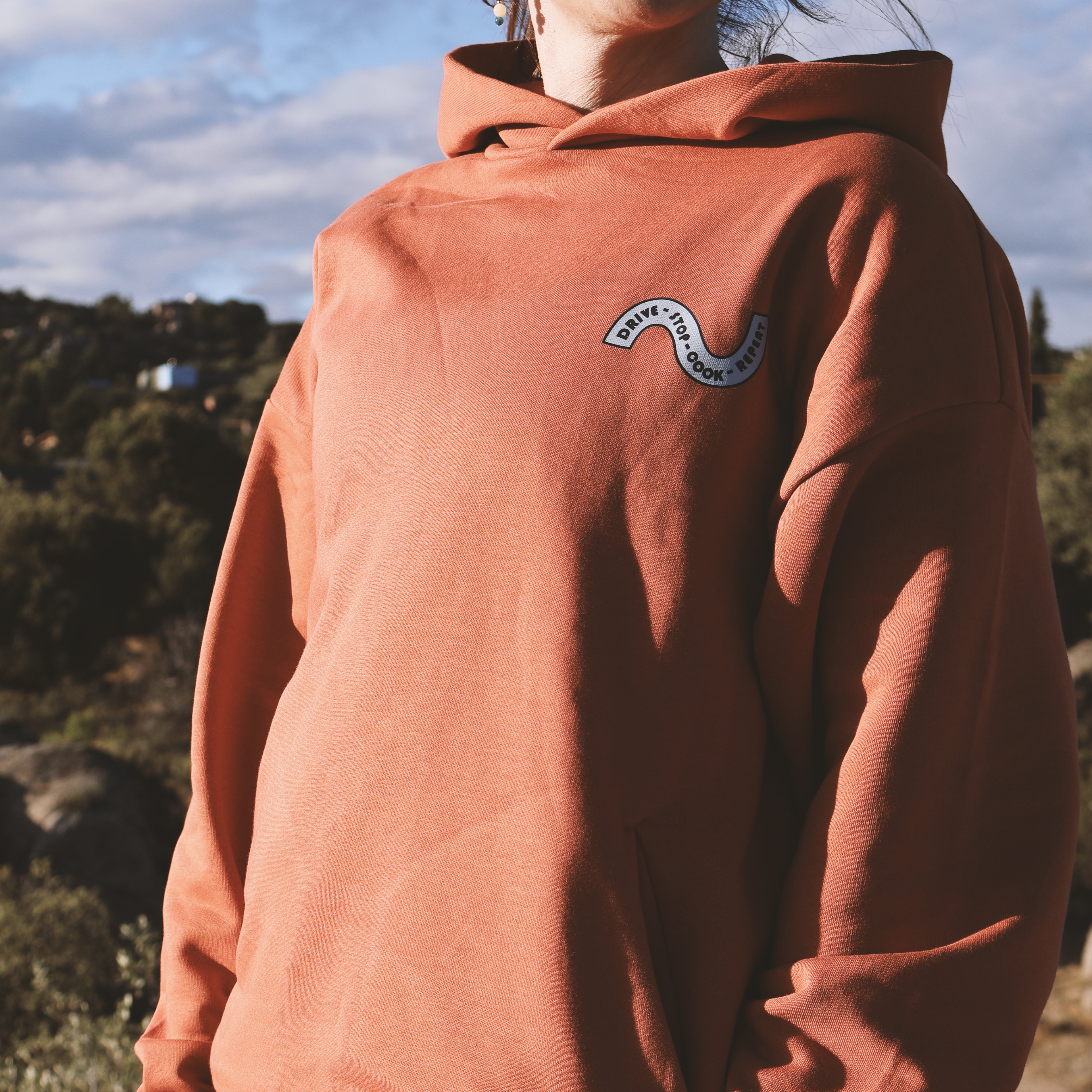Eco-friendly Oversized Hoodie "Drive, stop, cook and repeat"